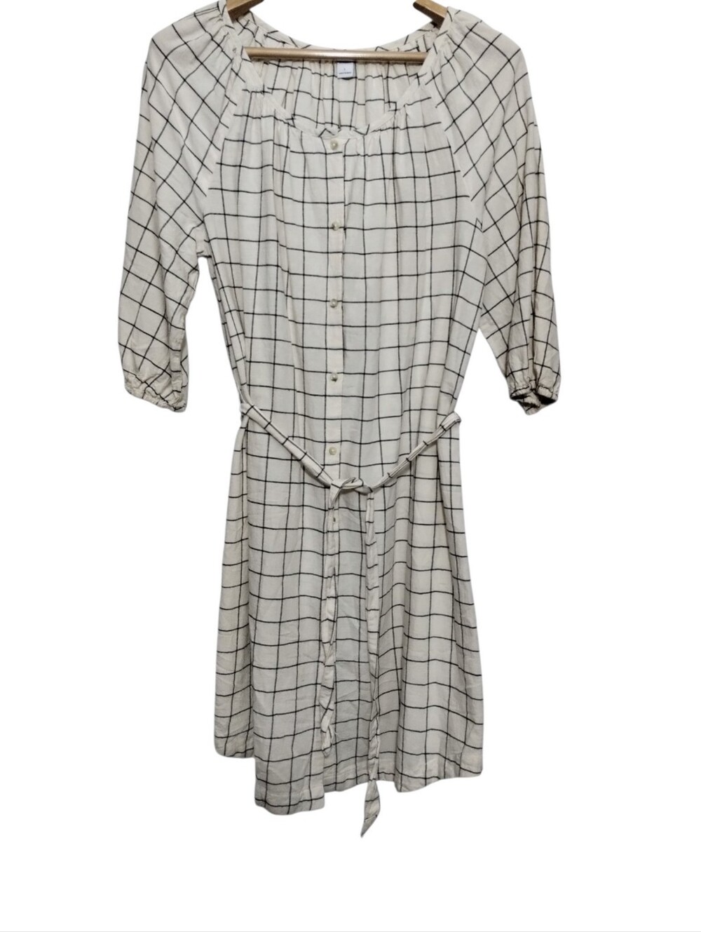 Old Navy Button-front Shirt Dress Women's L Windowpane